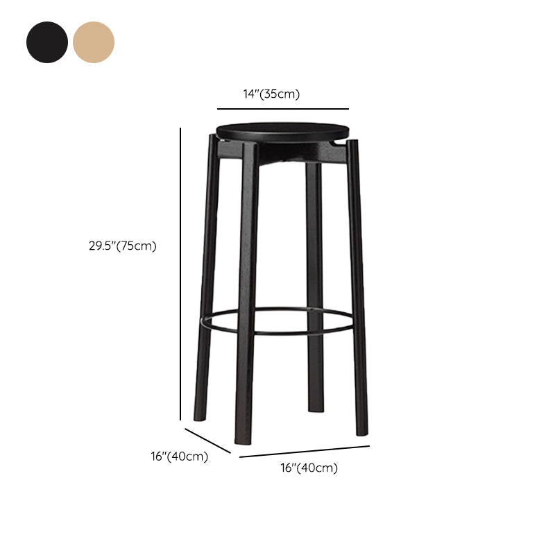 Contemporary 29.5-inch Backless Bar Stool with Solid Wood Base
