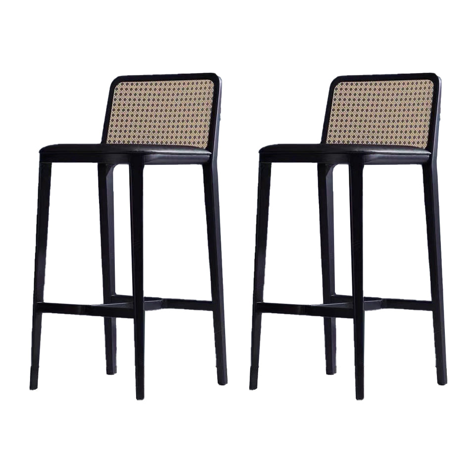 Contemporary Armless Upholstered Bar Stool with Solid Wood Base