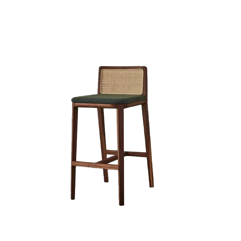 Contemporary Armless Upholstered Bar Stool with Solid Wood Base