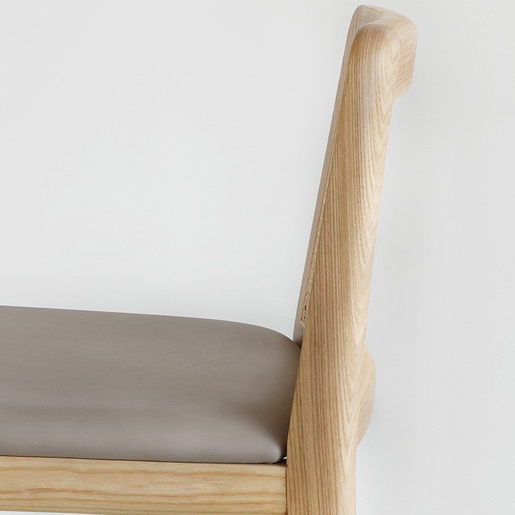 Contemporary Armless Upholstered Bar Stool with Solid Wood Base