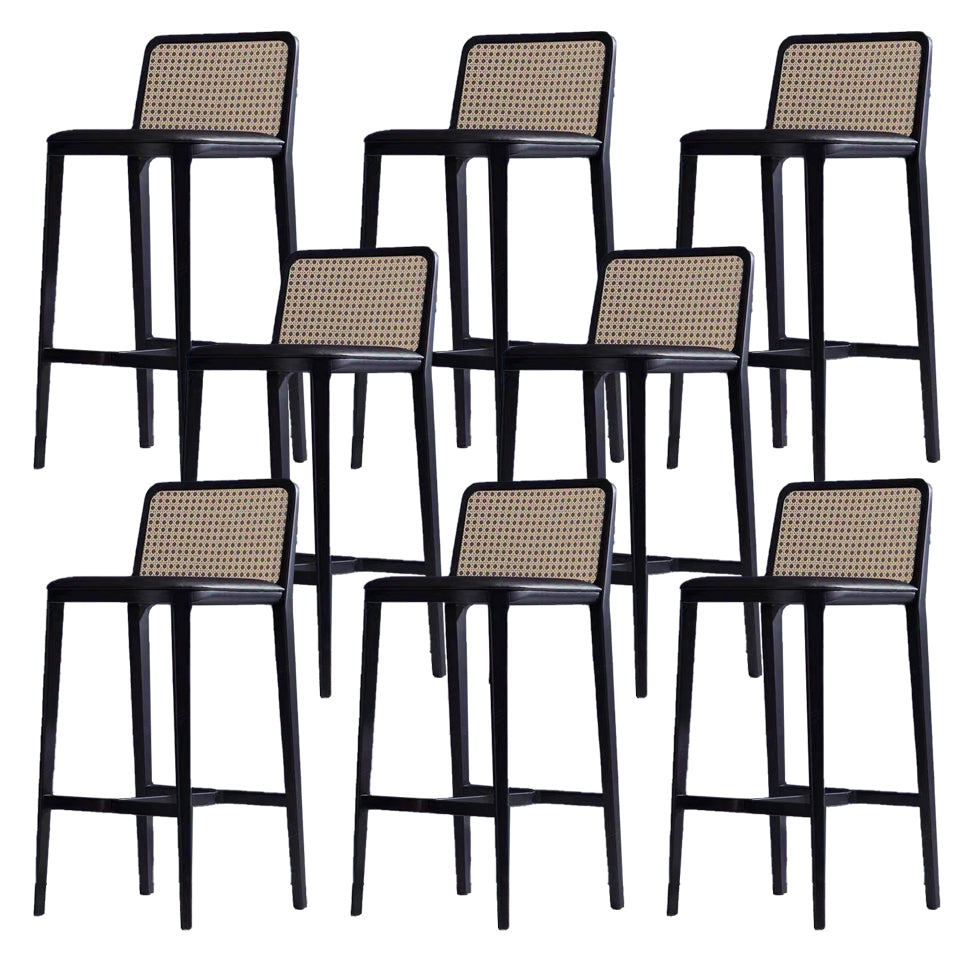 Contemporary Armless Upholstered Bar Stool with Solid Wood Base