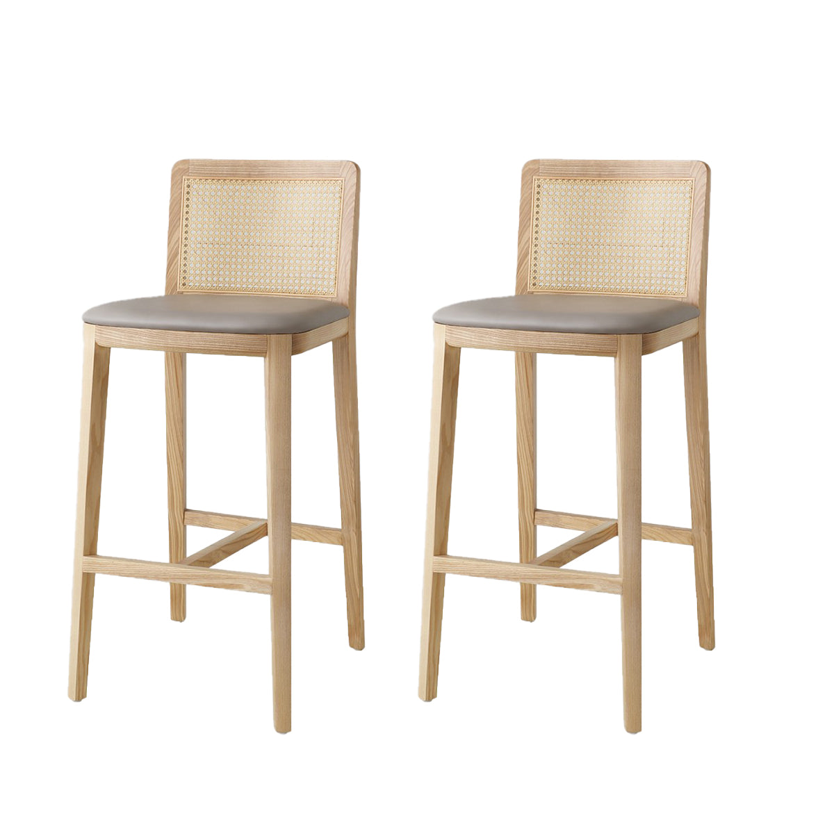 Contemporary Armless Upholstered Bar Stool with Solid Wood Base