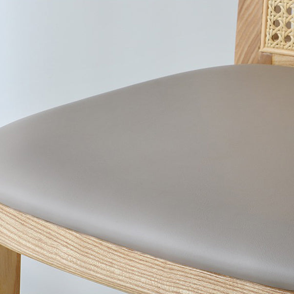 Contemporary Armless Upholstered Bar Stool with Solid Wood Base