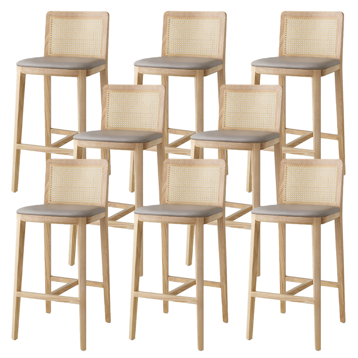 Contemporary Armless Upholstered Bar Stool with Solid Wood Base