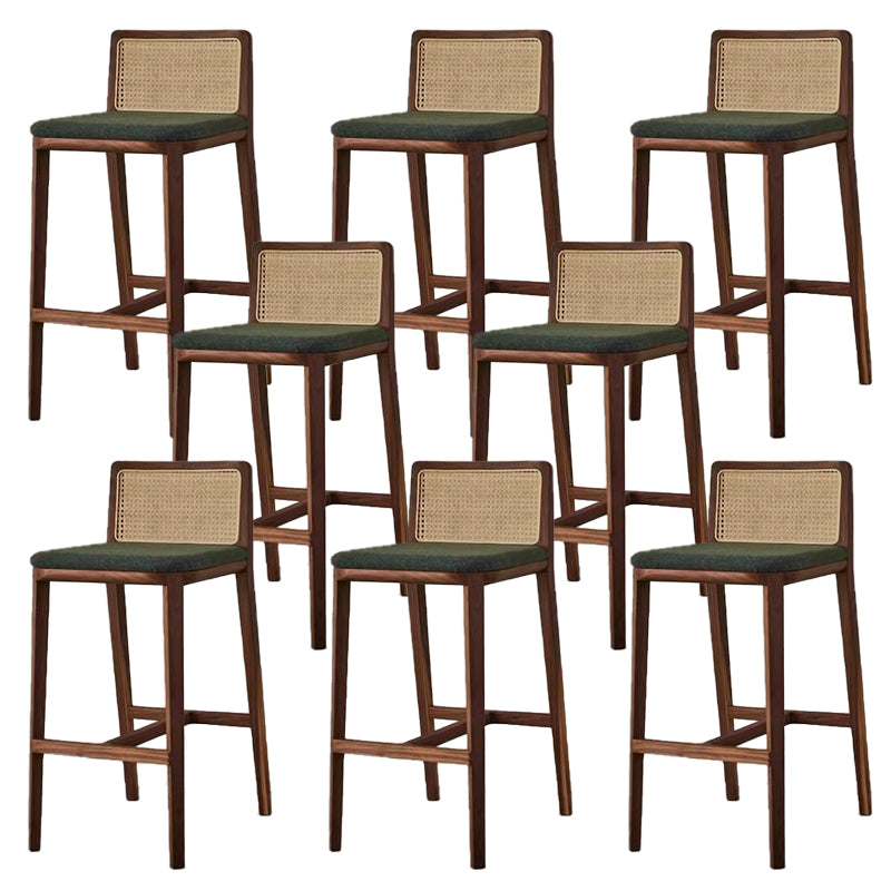 Contemporary Armless Upholstered Bar Stool with Solid Wood Base