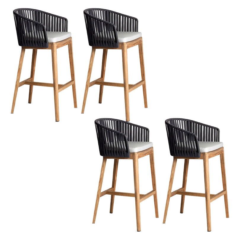 Contemporary Bucket Upholstered Bar Stool with Solid Wood Base
