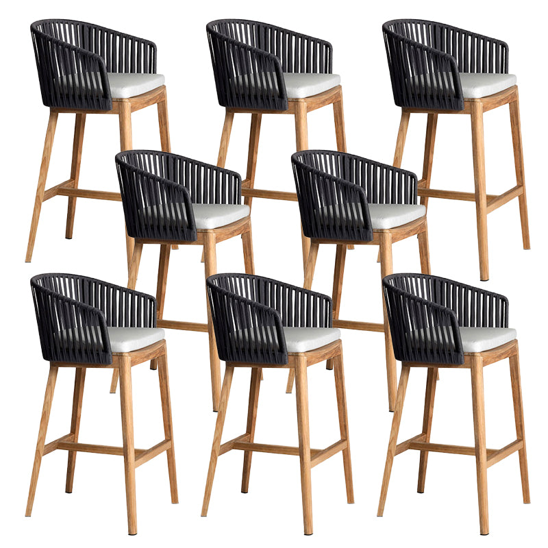 Contemporary Bucket Upholstered Bar Stool with Solid Wood Base