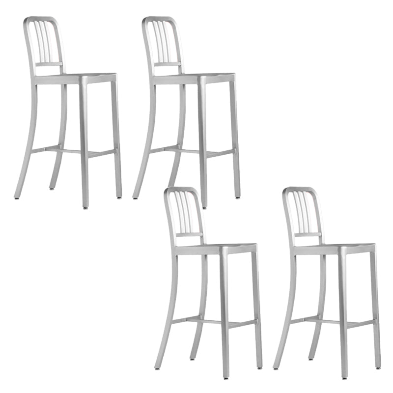 Contemporary Metal Backrest Counter High Stool in Silver for Home Use