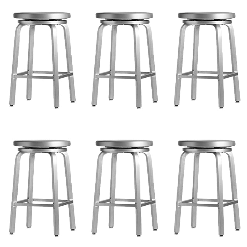 Contemporary Metal Backless Counter Stool in Silver for Home Use