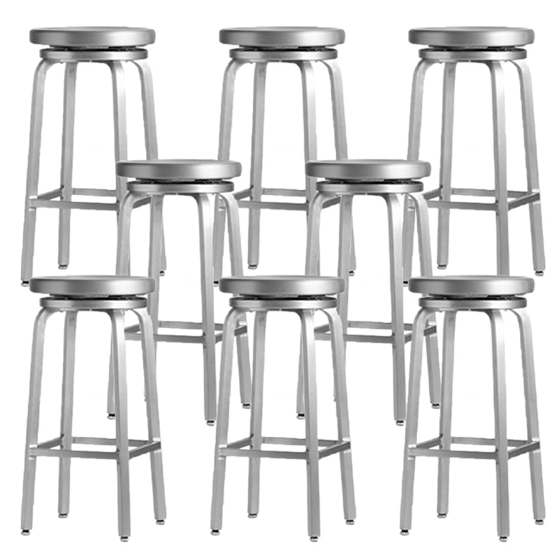 Contemporary Metal Backless Counter Stool in Silver for Home Use