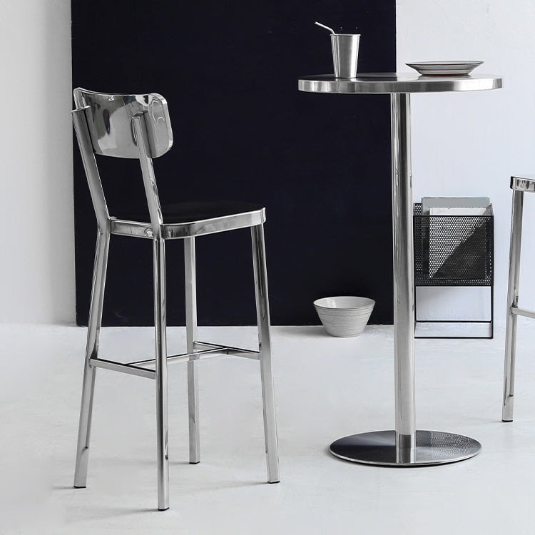Contemporary 43" Height Metal Backrest Counter Stool in Silver
