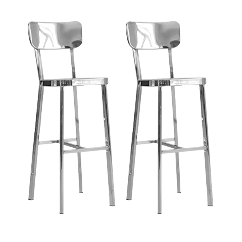 Contemporary 43" Height Metal Backrest Counter Stool in Silver