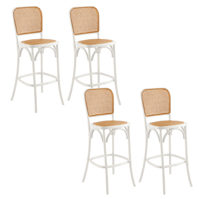 Contemporary 45" Height Backrest Solid Wood and Rattan Counter Stool