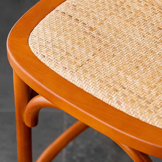 Contemporary 45" Height Backrest Solid Wood and Rattan Counter Stool