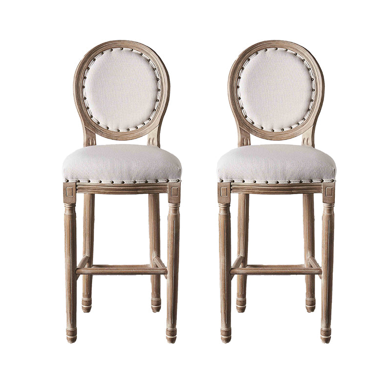 Full Back Upholstered Armless Bar Stool with Solid Wood Base