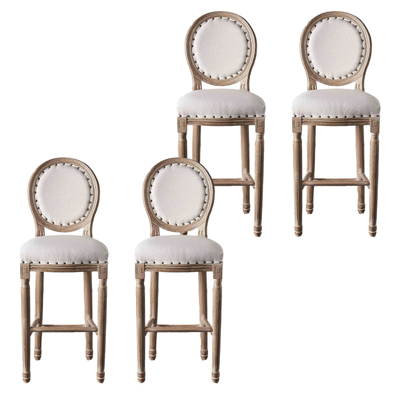 Full Back Upholstered Armless Bar Stool with Solid Wood Base