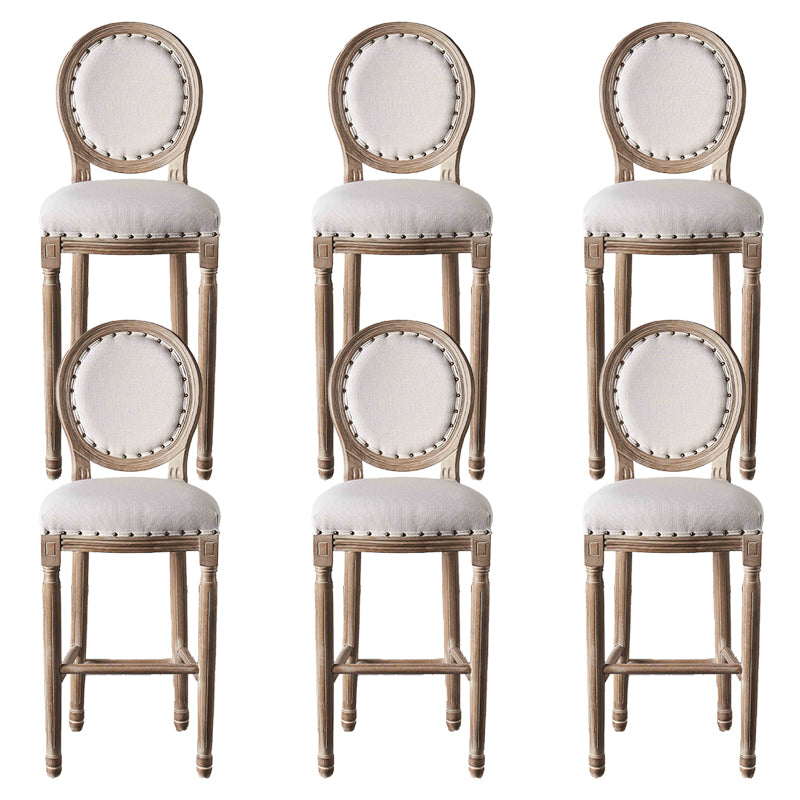 Full Back Upholstered Armless Bar Stool with Solid Wood Base