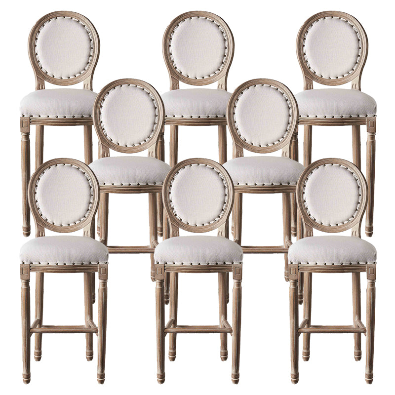 Full Back Upholstered Armless Bar Stool with Solid Wood Base