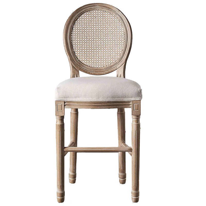 Full Back Upholstered Armless Bar Stool with Solid Wood Base