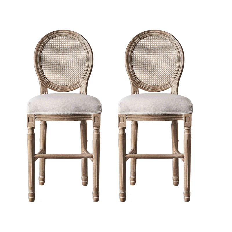 Full Back Upholstered Armless Bar Stool with Solid Wood Base