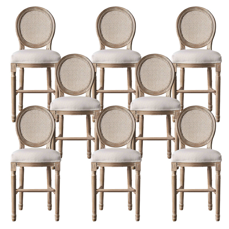 Full Back Upholstered Armless Bar Stool with Solid Wood Base