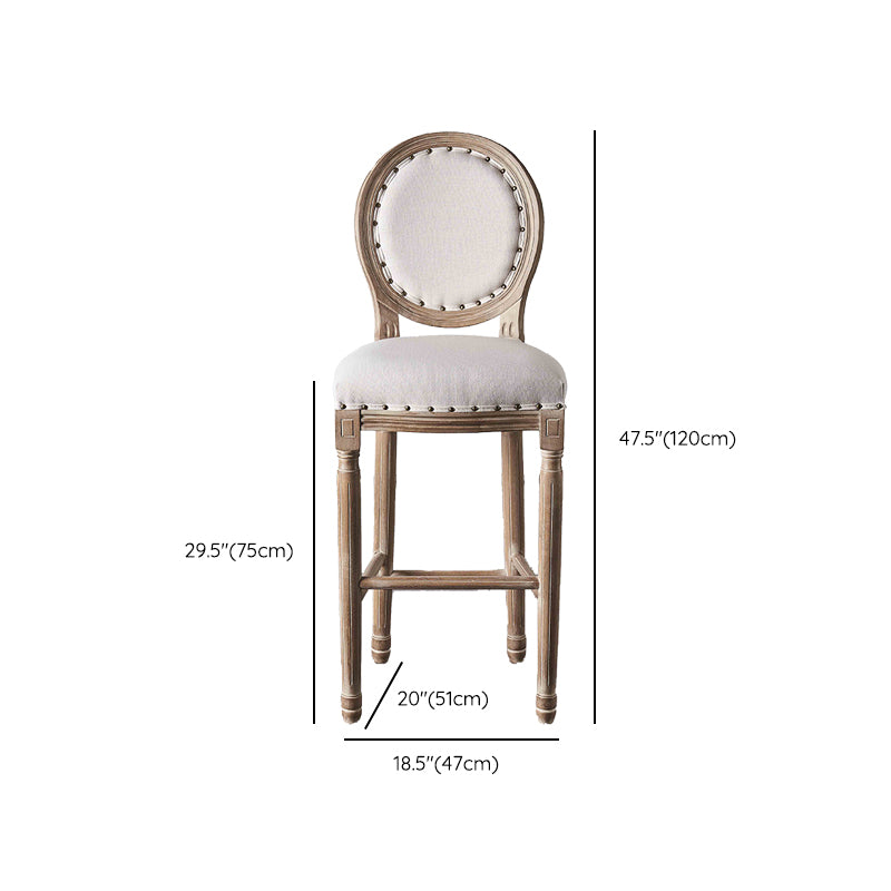 Full Back Upholstered Armless Bar Stool with Solid Wood Base