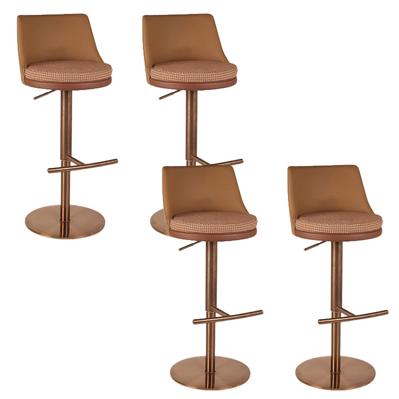 Glam Style Adjustable Swivel Upholstered Bar Stool with Metal Leg