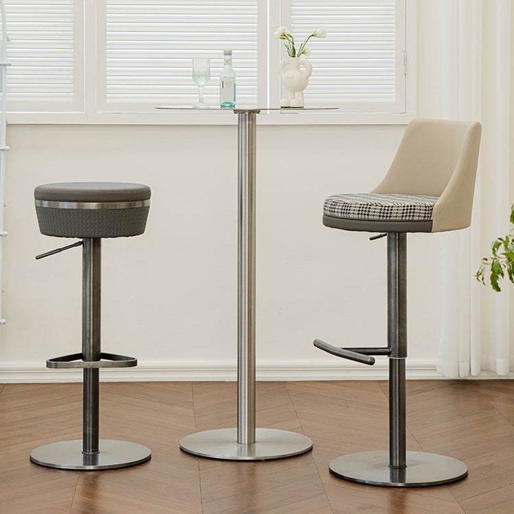 Glam Style Adjustable Swivel Upholstered Bar Stool with Metal Leg