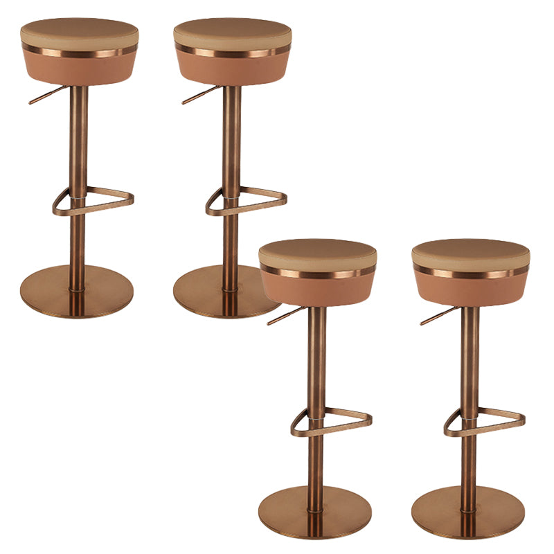 Glam Style Adjustable Swivel Upholstered Bar Stool with Metal Leg