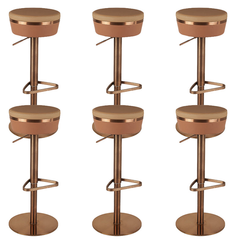 Glam Style Adjustable Swivel Upholstered Bar Stool with Metal Leg