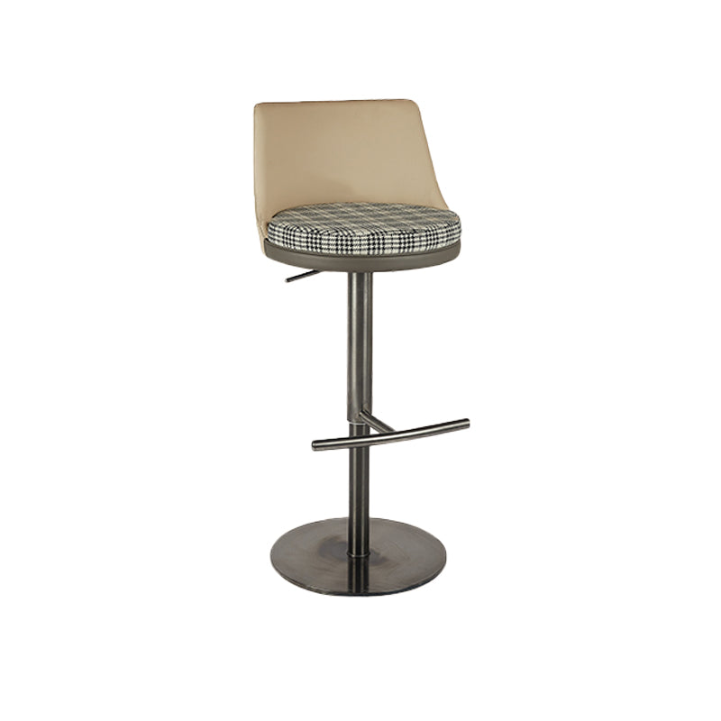Glam Style Adjustable Swivel Upholstered Bar Stool with Metal Leg