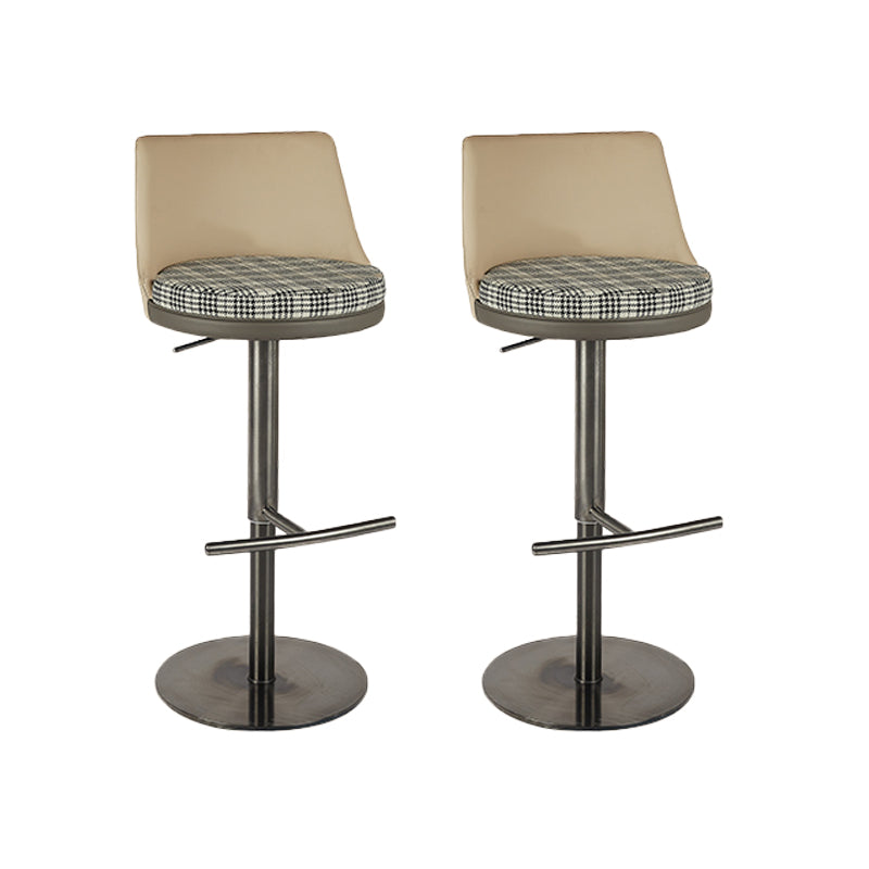 Glam Style Adjustable Swivel Upholstered Bar Stool with Metal Leg