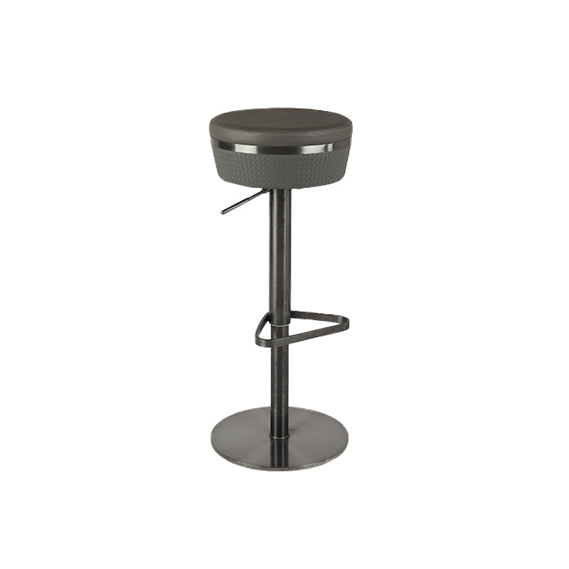 Glam Style Adjustable Swivel Upholstered Bar Stool with Metal Leg