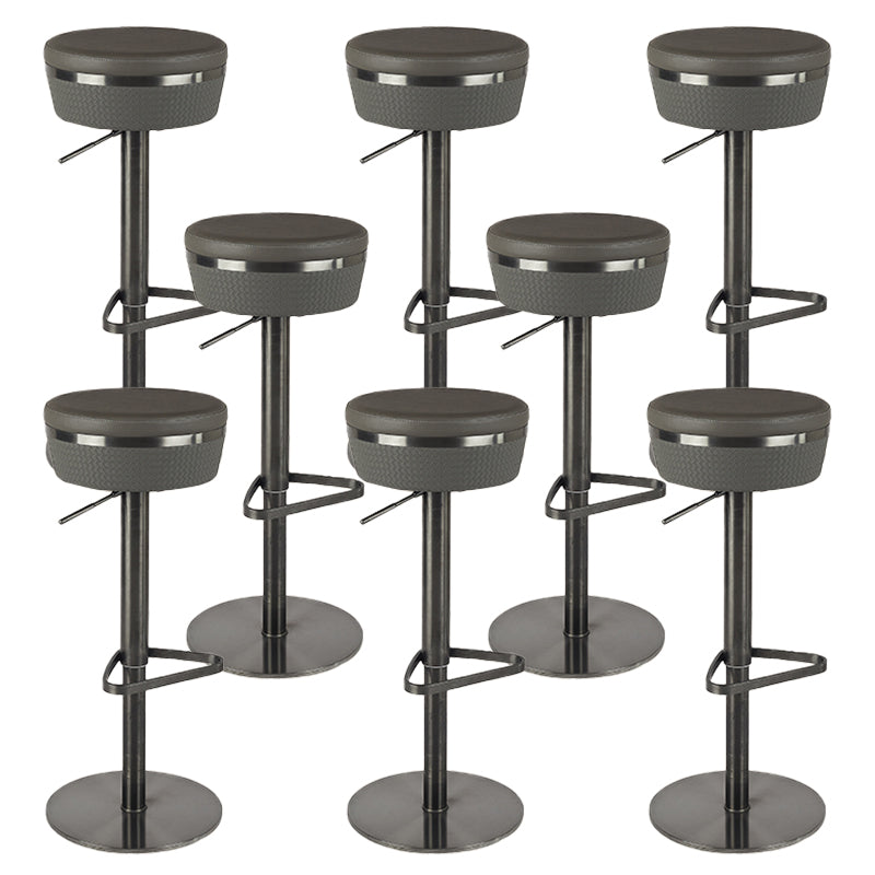 Glam Style Adjustable Swivel Upholstered Bar Stool with Metal Leg