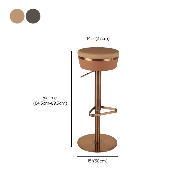 Glam Style Adjustable Swivel Upholstered Bar Stool with Metal Leg