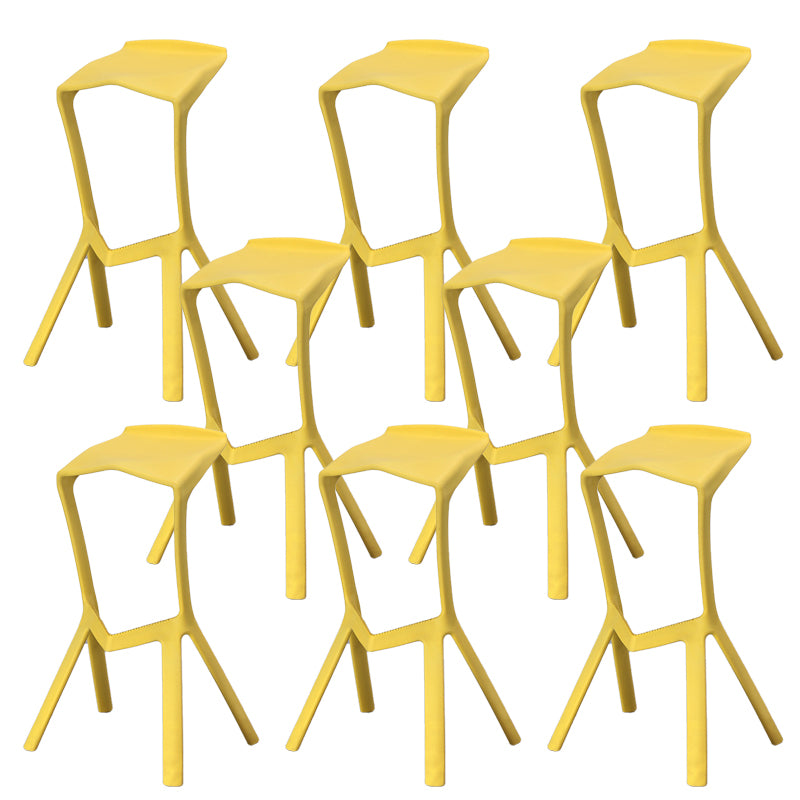 Contemporary Style Backless Plastic Stackable Bar Stool for Home