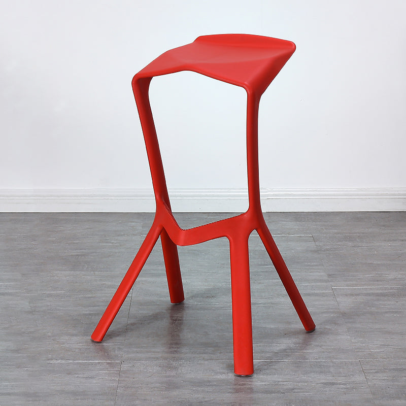 Contemporary Style Backless Plastic Stackable Bar Stool for Home