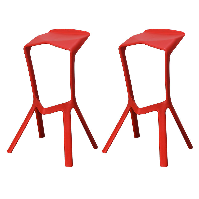 Contemporary Style Backless Plastic Stackable Bar Stool for Home