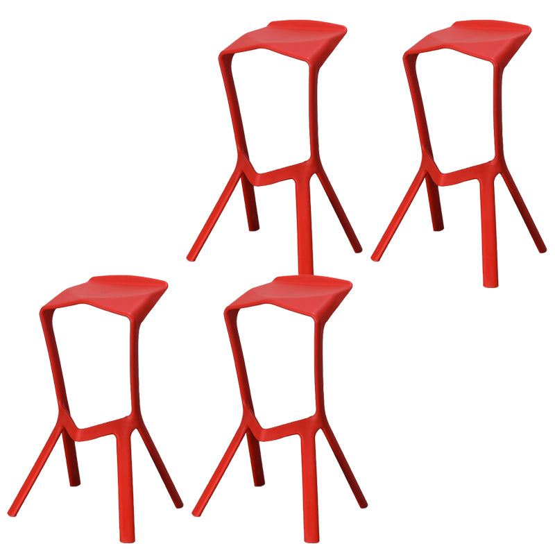 Contemporary Style Backless Plastic Stackable Bar Stool for Home
