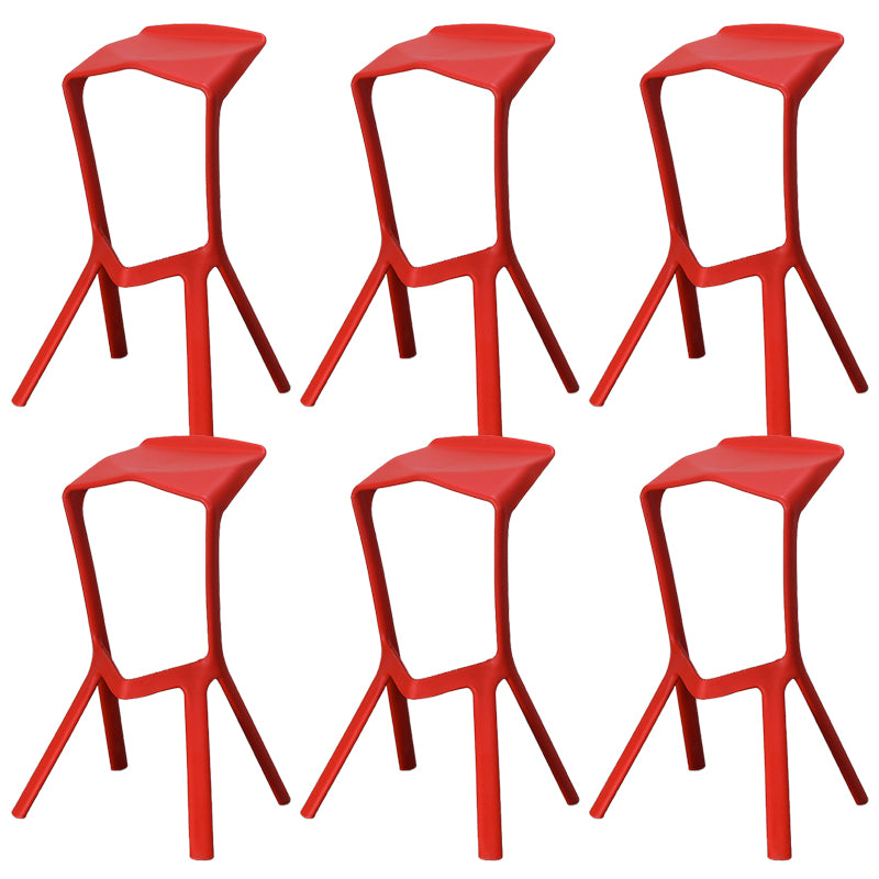Contemporary Style Backless Plastic Stackable Bar Stool for Home