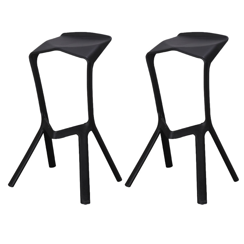 Contemporary Style Backless Plastic Stackable Bar Stool for Home