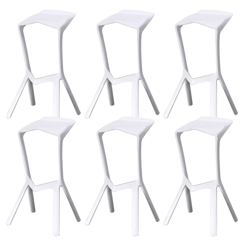 Contemporary Style Backless Plastic Stackable Bar Stool for Home