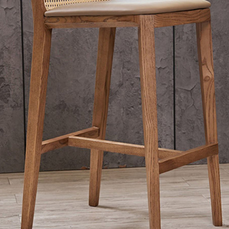 Contemporary Style Low Back Solid Wood Armless Bar Stool for Home
