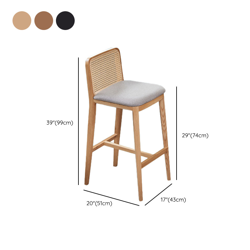 Contemporary Style Low Back Solid Wood Armless Bar Stool for Home