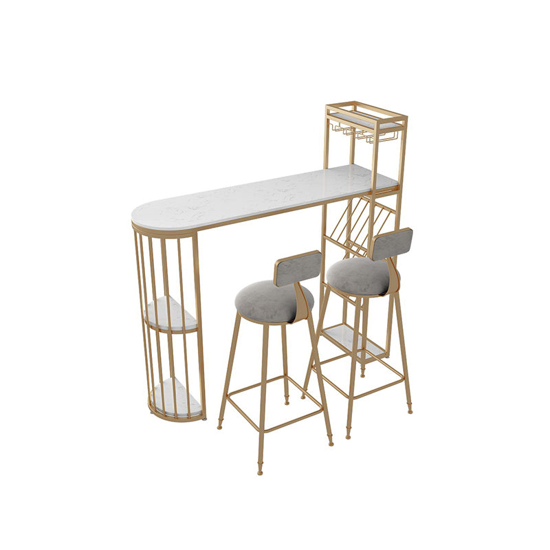 Modern Style 2/3 Pieces Stone Rectangular Bar Table Set for Living Room