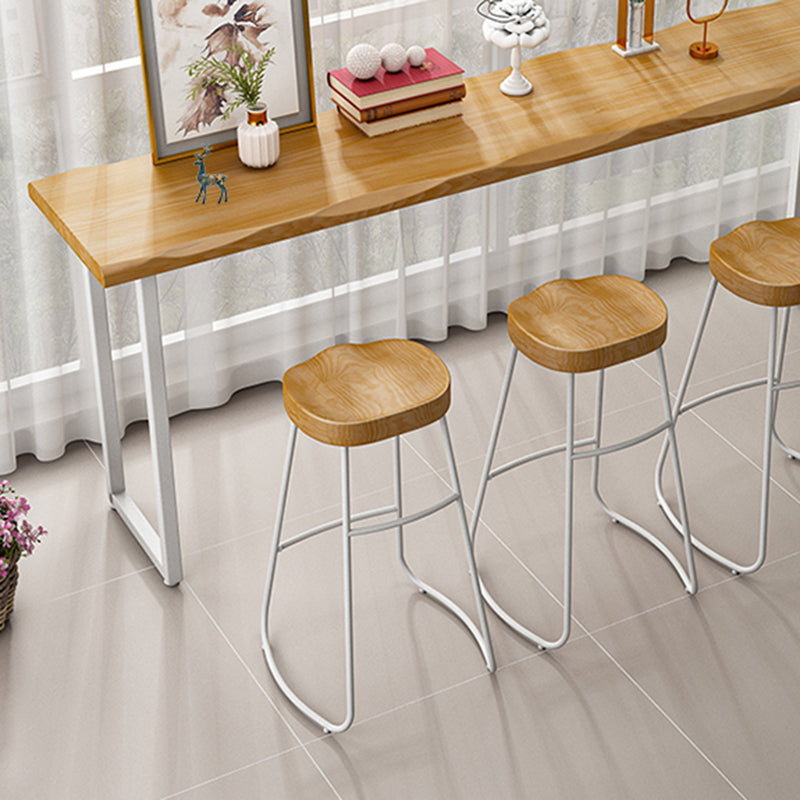 1/4 Pieces Modern Rectangle Solid Wood Top Counter Table with High Stools