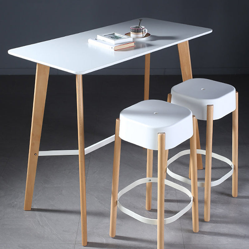 Modern Style Wooden Top Rectangle 4 Legs Bar Dining Table for Home