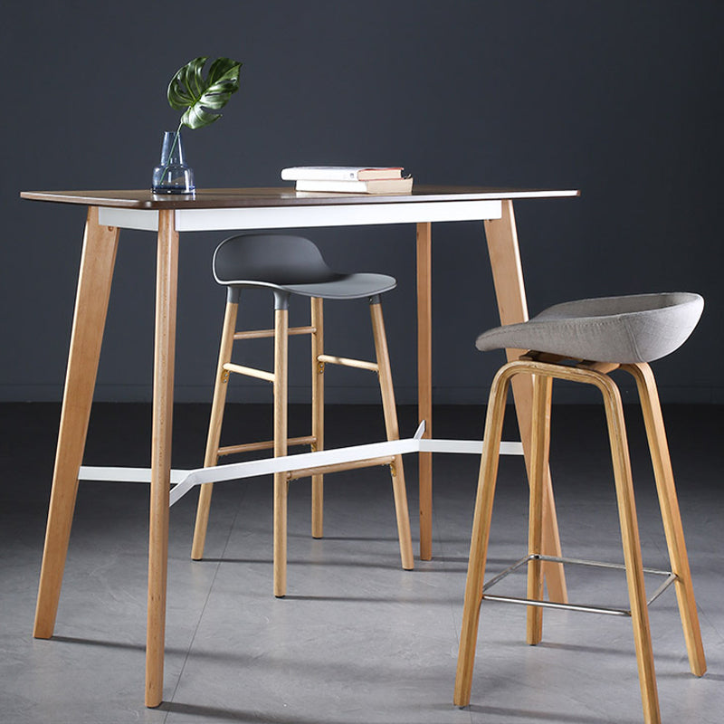Modern Style Wooden Top Rectangle 4 Legs Bar Dining Table for Home