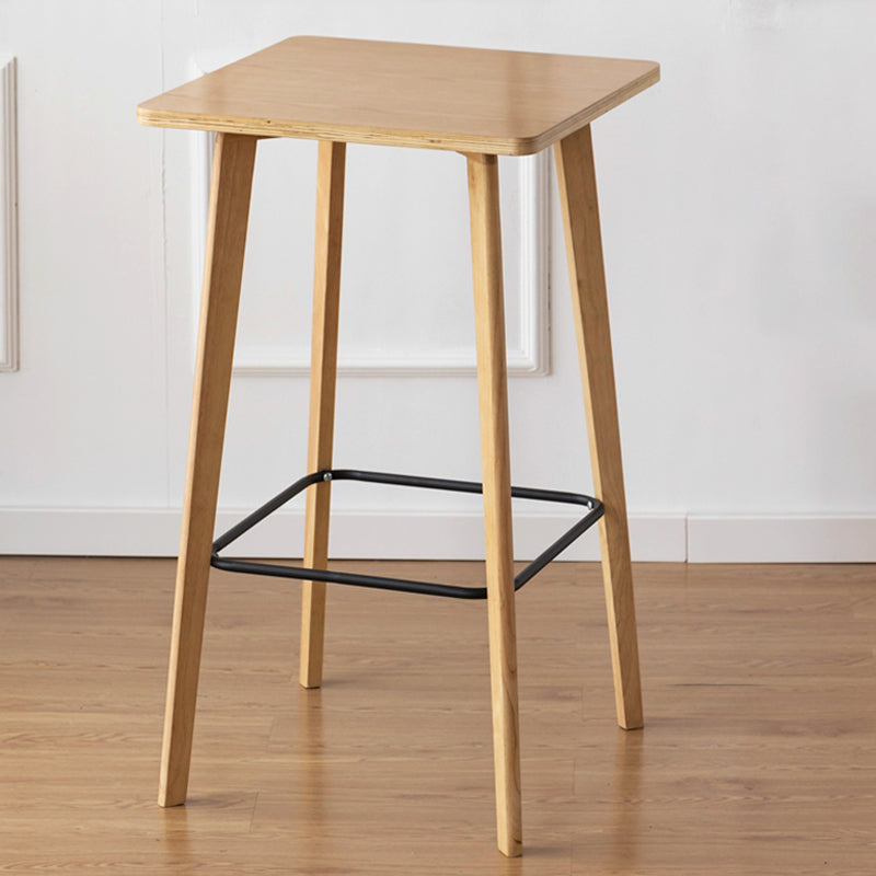 Modern Style Square Solid Wood Footrest Top Bar Dining Table for Home