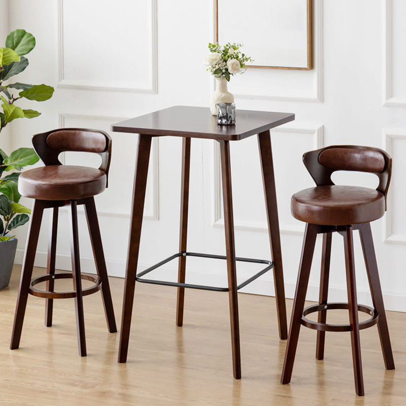 Modern Style Square Solid Wood Footrest Top Bar Dining Table for Home